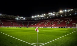 Le stade Karaiskakis vide, le 12 mars, au Pirée en Grèce, avant le match à huis clos entre l'Olympiakos et Wolverhampton en Ligue Europa 