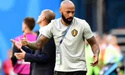 Thierry Henry, alors entraîneur-assistant de la sélection de Belgique à la Coupe du monde, lors du match pour la 3e place contre l'Angleterre, le 14 juillet 2018 à Saint-Pétersbourg