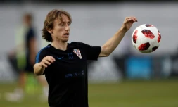 Le milieu de terrain croate Luka Modric lors d'une séance d'entraînement à Sotchi lors du Mondial le 4 juillet 2018