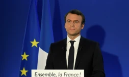 Emmanuel Macron s'exprime après sa victoire à la présidentielle française, le 7 mai 2017 à Paris