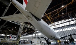 Un hangar de maintenance d'Air France à l'aéroport de Roissy, près de Paris, le 4 février 2025