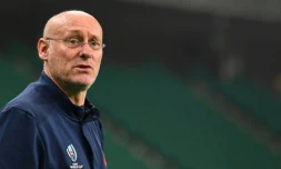 Le président de la Fédération française de rugby (FFR), Bernard Laporte, à Oita au Japon, le 18 octobre 2019