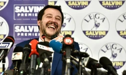 Le chef de la Ligue Matteo Salvini lors d'une conférence de presse à Rome, le 5 mars 2018