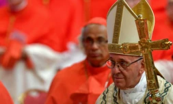 Le pape François dans la basilique Saint-Pierre du Vatican, le 28 juin 2018