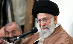 Une photo fournie par le bureau de l'ayatollah Ali Khamenei le 2 janvier 2018 montre une intervention du guide suprĂȘme iranien dans la capitale TĂ©hĂ©ran