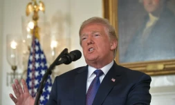 Le président Donald Trump s'adresse à la nation pour annoncer une opération militaire en cours en Syrie, le 13 avril 2018 à Washington