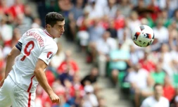 Robert Lewandowski lors du match Pologne/Suisse le 25 juin 2016 à Saint-Etienne 