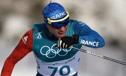 Le fondeur français Maurice Manificat lors du 15 km libre aux JO, le 16 février 2018 à  Pyeongchang
