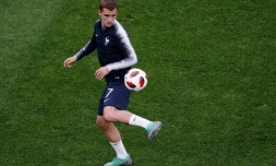 L'attaquant français Antoine Griezmann lors de la demi-finale face aux Belges, à Saint-Pétersbourg, le 10 juillet 2018