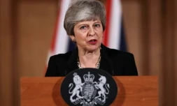 La Première ministre britannique Theresa May fait une allocution au 10 Downing Street, le 2 avril 2019 à Londres