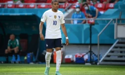 Kylian Mbappe lors du match de poules de l'Euro de la France contre la Hongrie, le 19 juin à Budapest