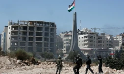 Des forces de sécurité israélienne près de la colonie de Beit El en Cisjordanie occupée, le 11 octobre 2015