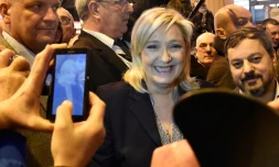 La présidente du FN Marine Le Pen à Paris, le 1er mars 2016