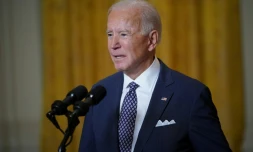 Le président américain Joe Biden s'adresse en visioconférence depuis la Maison Blanche à Washington à la conférence sur la sécurité qui se tient en Allemagne, le 19 février 2021