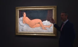 Le tableau "Nu Couché (sur le côté gauche)" d'Amedeo Modigliani présenté par Sotheby's à New York le 4 mai 2018
