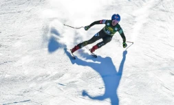 L'Américaine Mikaela Shiffrin lors de la descente de Bansko en Bulgarie, le 24 janvier 2020 