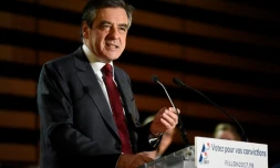 François Fillon fait un discours à Chassieu (sud-ouest) le 22 novembre 2016