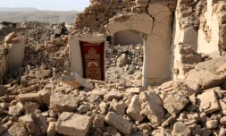 Des maisons détruites par un tremblement de terre à Injil, dans la province d'Hérat, le 15 octobre 2023 en Afghanistan