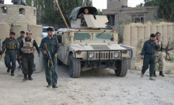 Les forces de sécurité afghanes près de l'aéroport de Kunduz, le 29 septembre 2015