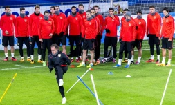 Les joueurs de l'Atletico Madrid à l'entraßnement, le 23 février 2016 à Eindhoven