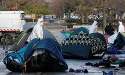 Un campement de migrants évacué le 16 décembre 2016 à Saint-Denis
