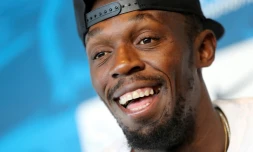 La superstar du sprint mondial Usain Bolt, en conférence de presse, le 19 juin 2017 à Monaco