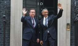 Le Premier ministre britannique, David Cameron (g), et le président américain, Barack Obama (d), à Londres le 22 avril 2016