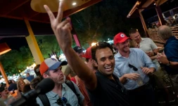 Le candidat républicain à l'élection présidentielle américaine Vivek Ramaswamy lors d'un déplacement à Des Moines, dans l'Iowa, le 11 août 2023