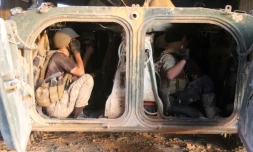 Des membres des forces d'opposition le 5 août 2016 dans les quartiers gouvernementaux d'Alep assiégés par les jihadistes et les rebelles islamistes