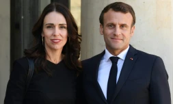 Le président Emmanuel Macron et la PremiÚre ministre néo-zélandaise Jacinda Ardern à l'Elysée, le 15 mai 2019 à Paris