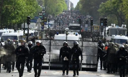 Les forces de l'ordre déployées dans Paris lors de la manifestation du 1er mai 2018