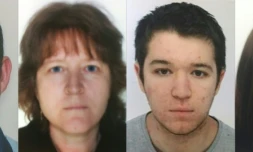 Montage fourni le 28 février 2017 par la police judidiaire, de portraits d'archives des quatre membres de la famille Troadec: Pascal et son épouse,  Brigitte, Sebastien et Charlotte, leurs enfants