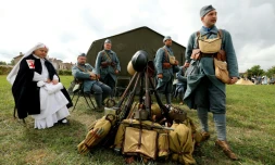 Des passionnés font revivre les affres de Verdun, symbole de la Grande Guerre, le 24 août 2018 à Verdun (Meuse)