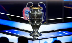 Le trophée de la Ligue des champions lors du tirage au sort de la phase de Ligue 2024-2025 à Monaco, le 29 août 2024
