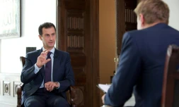 Le président syrien Bachar al-Assad lors d'une interview à la chaine danoise TV2 le 5 octobre 2016 à Damas 