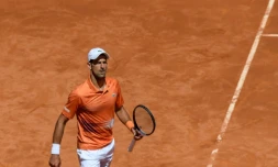 Le Serbe Novak Djokovic aprĂšs sa victoire en quart de finale du Masters 1000 de Madrid face au Polonais Hubert Hurkacz le 6 mai 2022