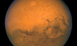 La planÚte Mars, photographiée par le télescope spatial Hubble et rendue publique le 27 mars 2003 par la Nasa