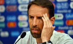 Le sélectionneur de l'Angleterre  Gareth Southgate lors de la conférence de presse à Nijni Novgorod, le 23 juuin 2018 
