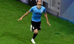 L'attaquant uruguayen Edinson Cavani buteur en première mi-temps 1-0 face au Portugal à Sotchi le 30 juin 2018 au Mondial