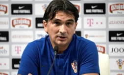 Le sélectionneur de la Croatie Zlatko Dalic en conférence de presse, le 27 juillet 2018 à Saint-Pétersburg