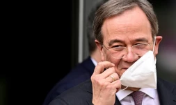 Le dirigeant conservateur allemand Armin Laschet, le 19 avril 2021 au siĂšge de la CDU Ă Berlin