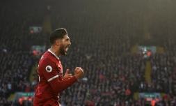 Le milieu de terrain allemand de Liverpool Emre Can vient de marquer contre West Ham en Premier League, le 24 février 2018 à Liverpool 