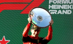 Le pilote monégasque de Ferrari Charles Leclerc remporte le Grand Prix d'Australie de F1, le 10 avril 2022 à Melbourne
