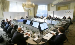 Membres du CIO lors du sommet chargé de formuler des propositions de réformes du systÚme de lutte antidopage et de l'AMA, le 8 octobre 2016 à Lausanne