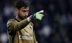 Le gardien de l'AC Milan Gianluigi Donnarumma lors d'un match contre la Juventus, le 10 mars 2017 Ă Turin