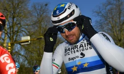 Le cycliste italien Sonny Colbrelli (Bahrain Victorious) avant Het Nieuwsblad', le 26 février 2022