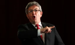 Le fondateur de La France Insoumise (LFI) Jean-Luc Mélenchon lors d'un meeting à Ax-les-Thermes, en Ariège, le 21 mars 2023