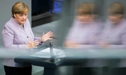 La chancelière allemande Angela Merkel prononce un discours sur l'Europe à Berlin, le 27 avril 2017