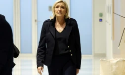 La cheffe de file du Rassemblement national (RN) Marine Le Pen au tribunal de Paris pour le procès sur les assistants parlementaires du RN, le 13 novembre 2024