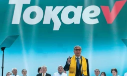 Le président par intérim et candidat Kassym-Jomart Tokaïev en meeting à Nur-Sultan, le 7 juin 2019